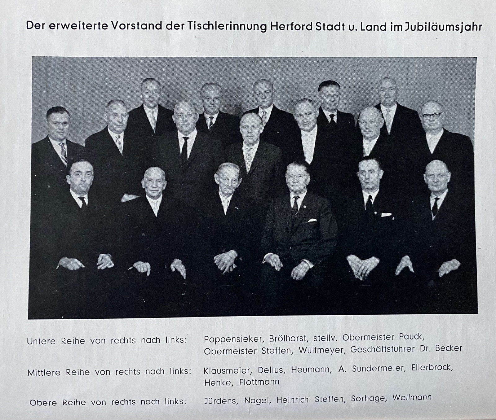 Der erweiterte Vorstand im Jubiläumsjahr 1961